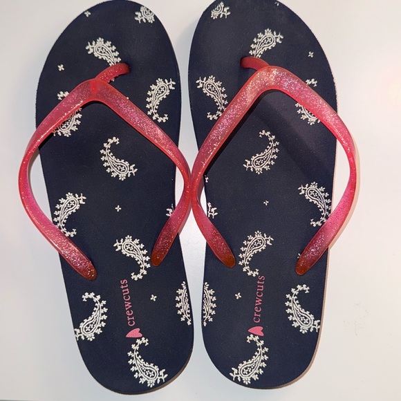 Crewcuts Navy and Pink Kids Flip Flops 4/5 - Picture 1 of 2